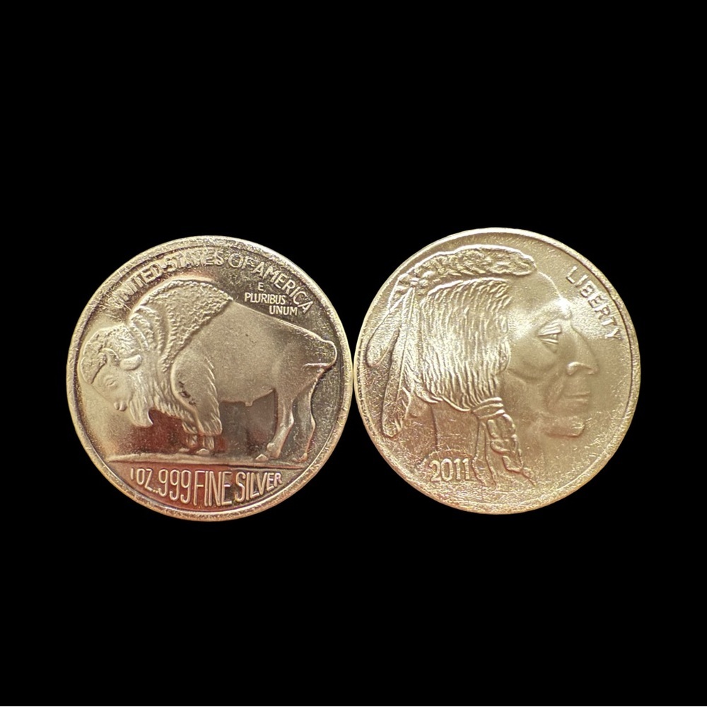 Silver Buffalo and Native American Coin
